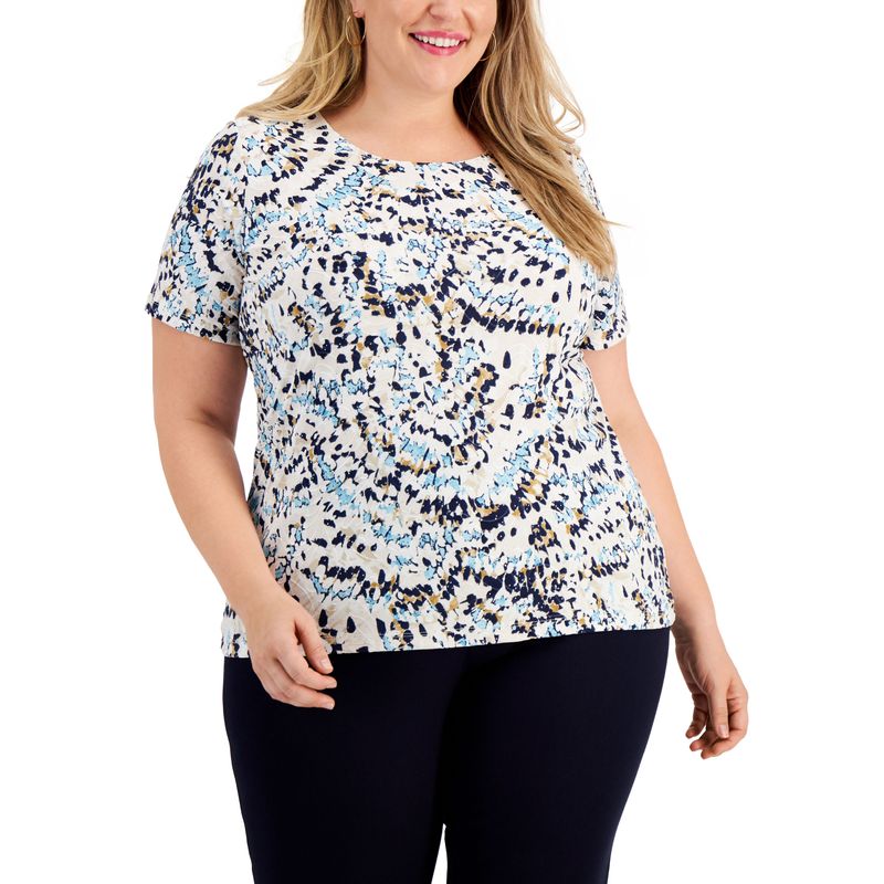 Jm Collection Plus Size Printed Jacquard Top